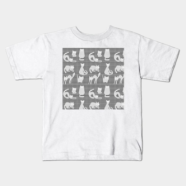 eclectic cats optical illusion plaids Kids T-Shirt by justrachna